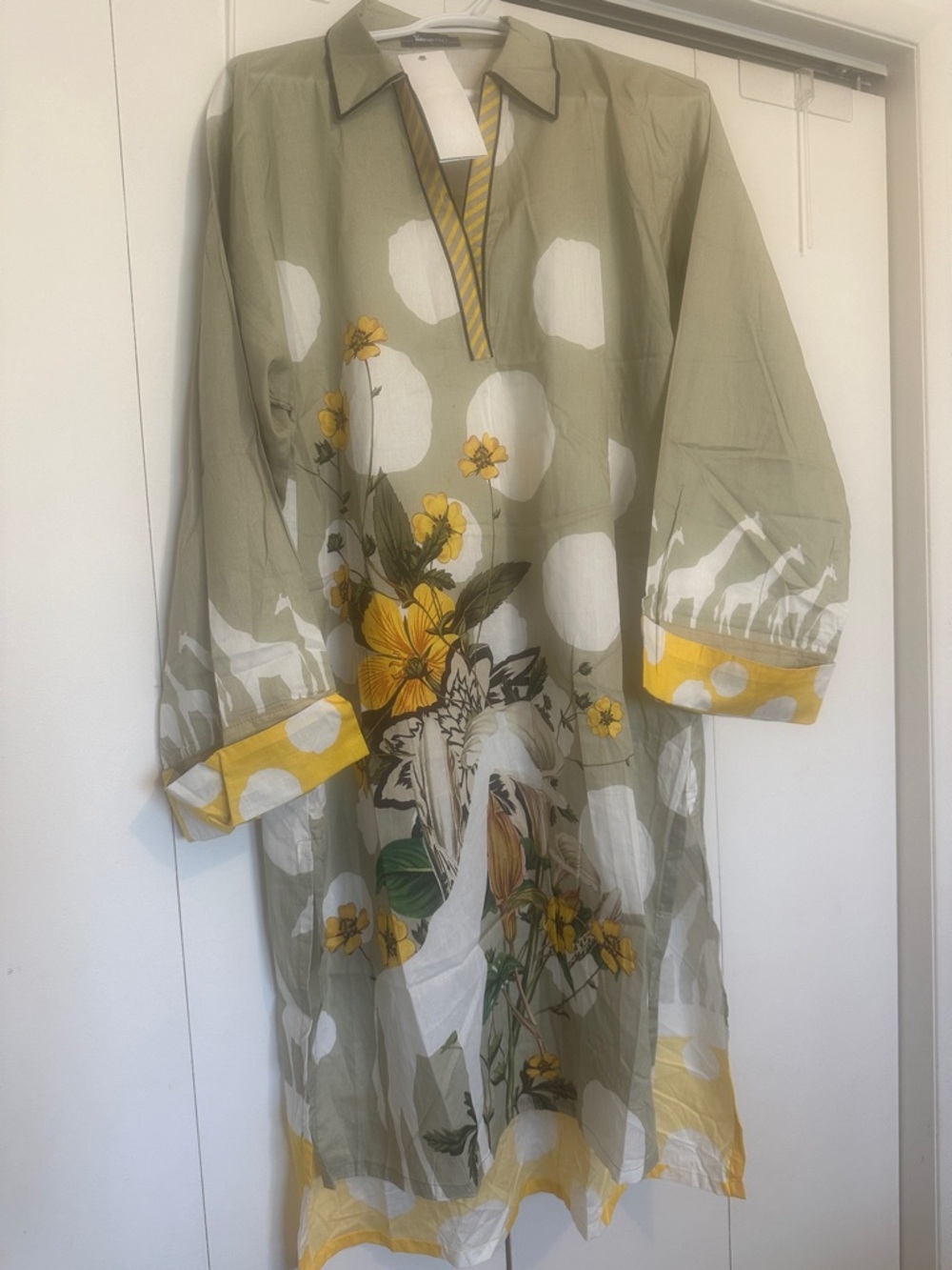 Ideas PERT Olive Green & Yellow Floral Tunic Dress